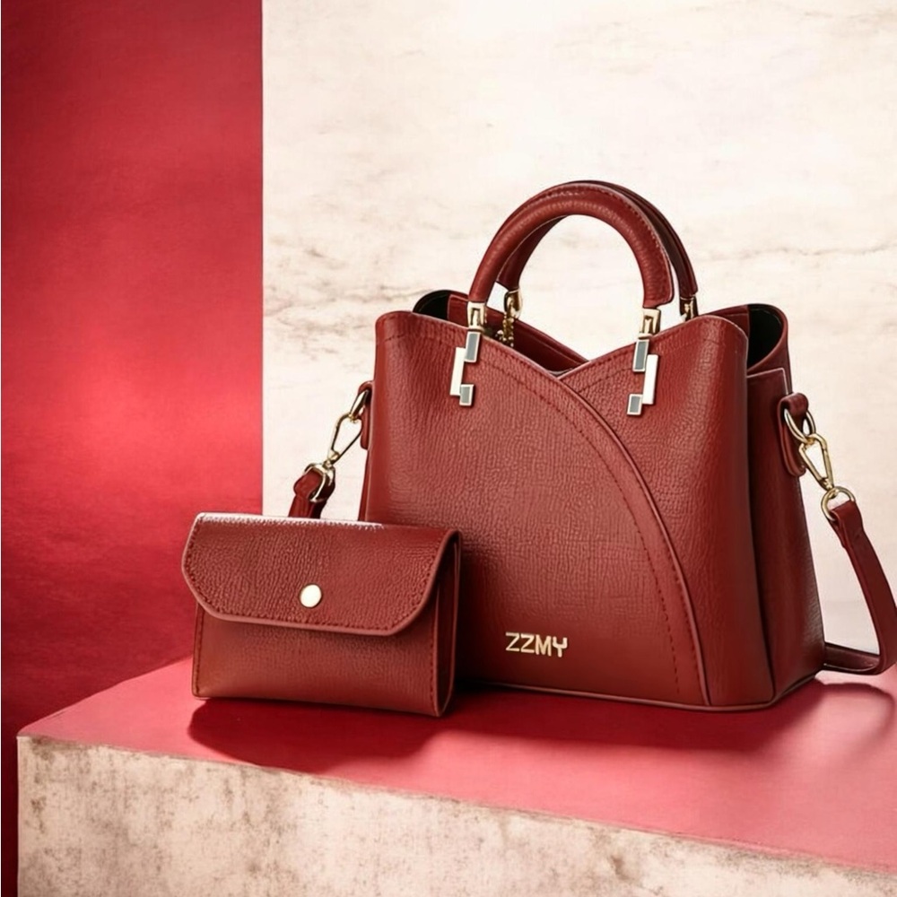 2 Piece Reddish Brown Tote Handbag Set Fashion/Clutch. CHARM NOT INCLUDED!